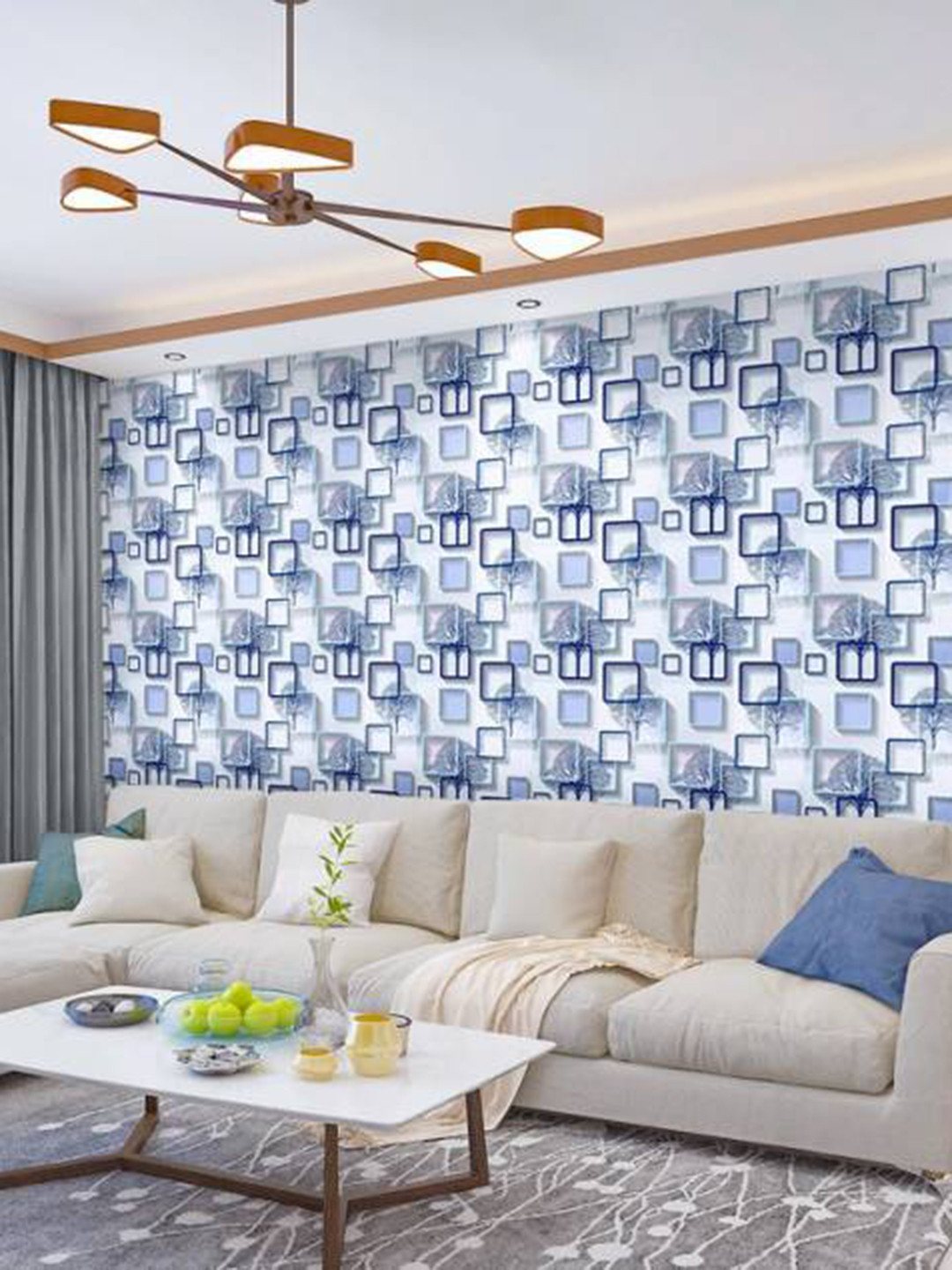 KAAF Blue & White Printed Waterproof Wallpaper