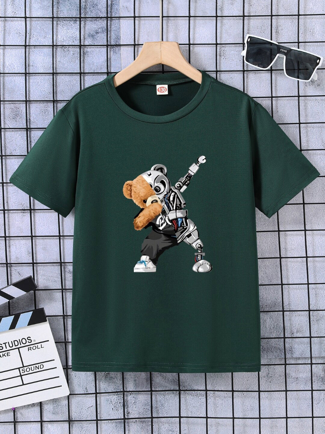 StyleCast Boys Green Graphic Printed Short Sleeves T-shirt