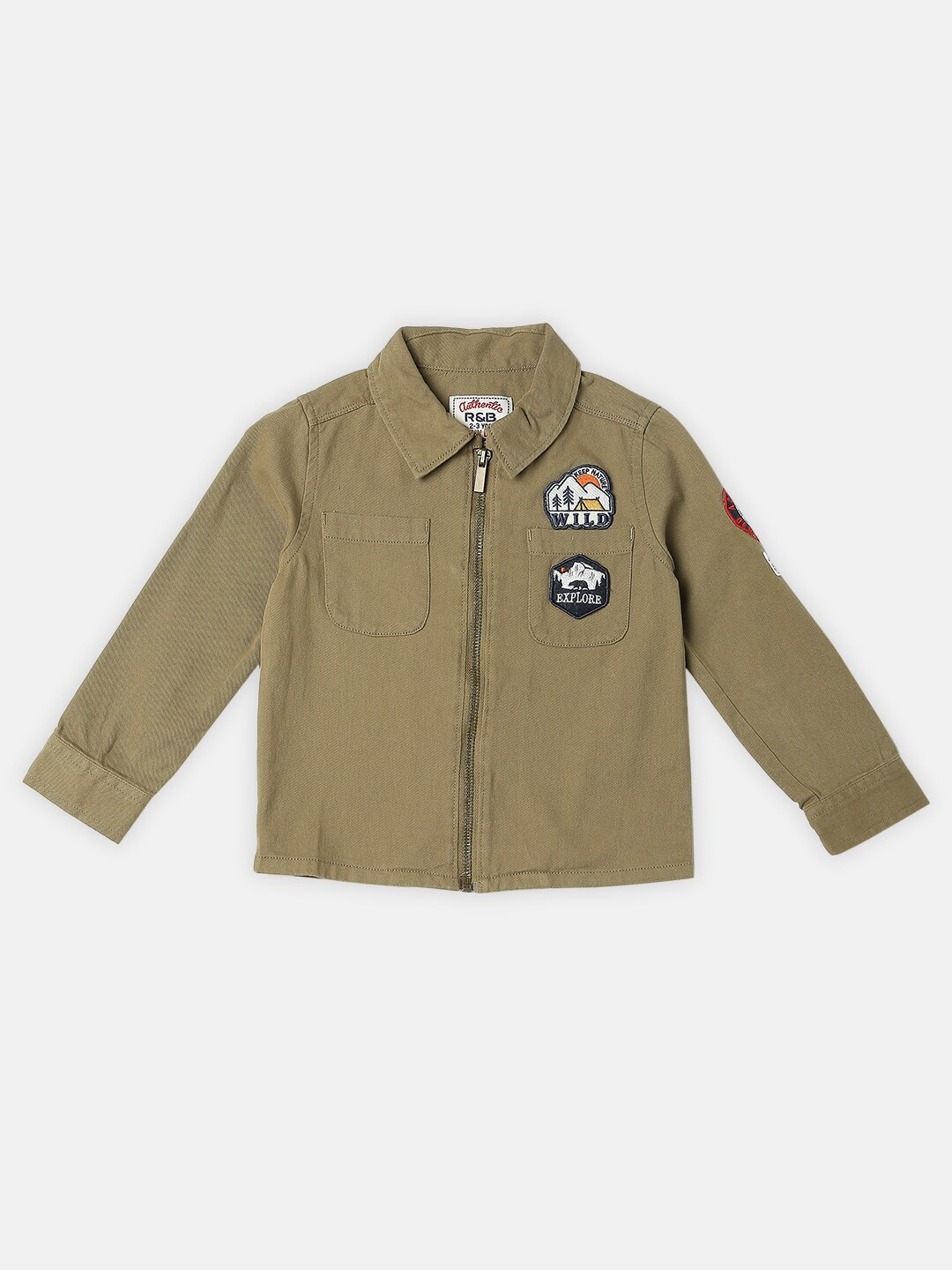 R&B Boys Spread Collar Twill Casual Cotton Shirt