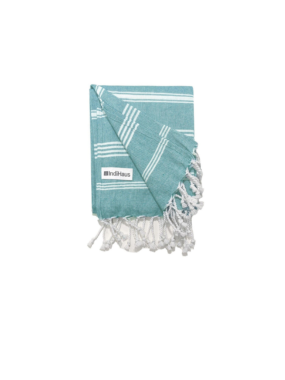 Indihaus Teal Blue Striped 250 GSM Bath Towel