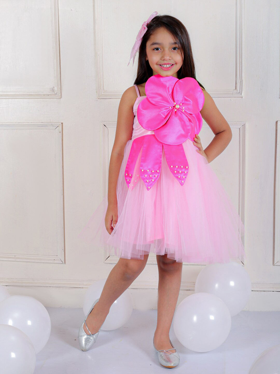Ka-mee Girls Embellished Corsage Net Fit & Flare Dress