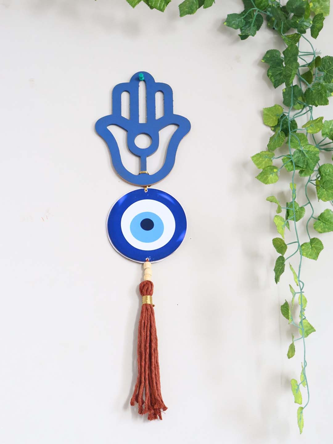 Classy Tulip -Hamsa Wall Deco Wood Tasselled Matte Hanging Hall Wall Hangings-9In