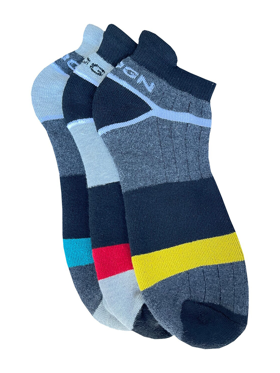 WROGN Men Pack Of 3 Colourblocked Ankle-Length Socks