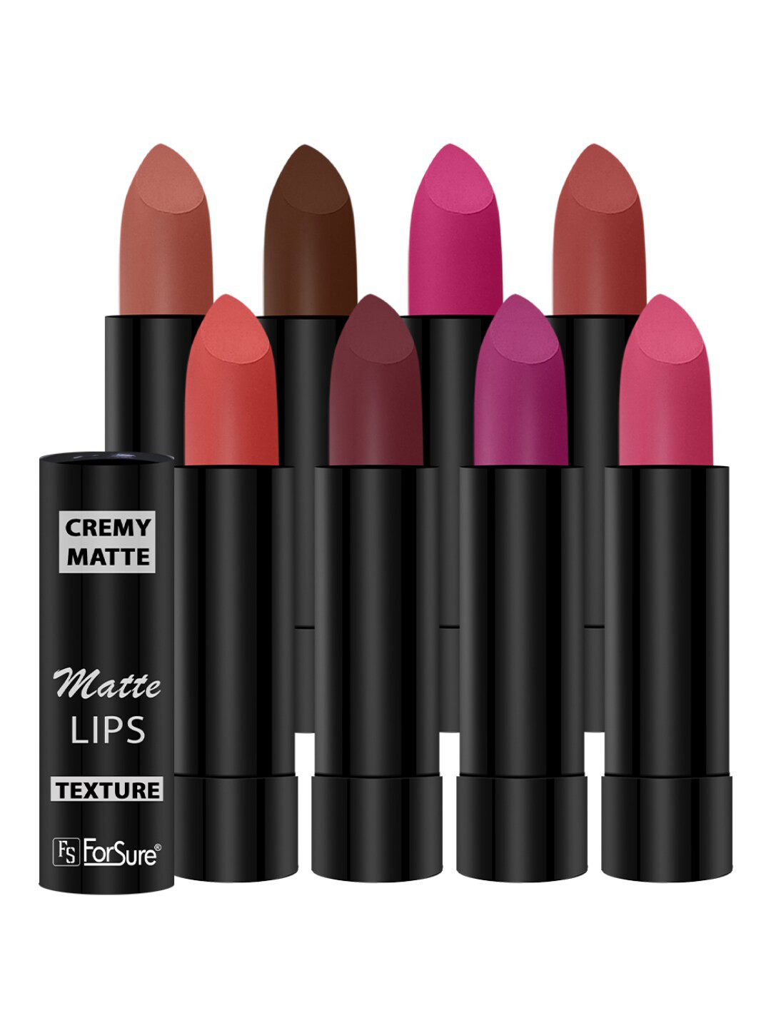 ForSure Set Of 8 Cremy Matte Textured Lipstick - 3.5g Each - 58-60-62-67-71-73-80-93