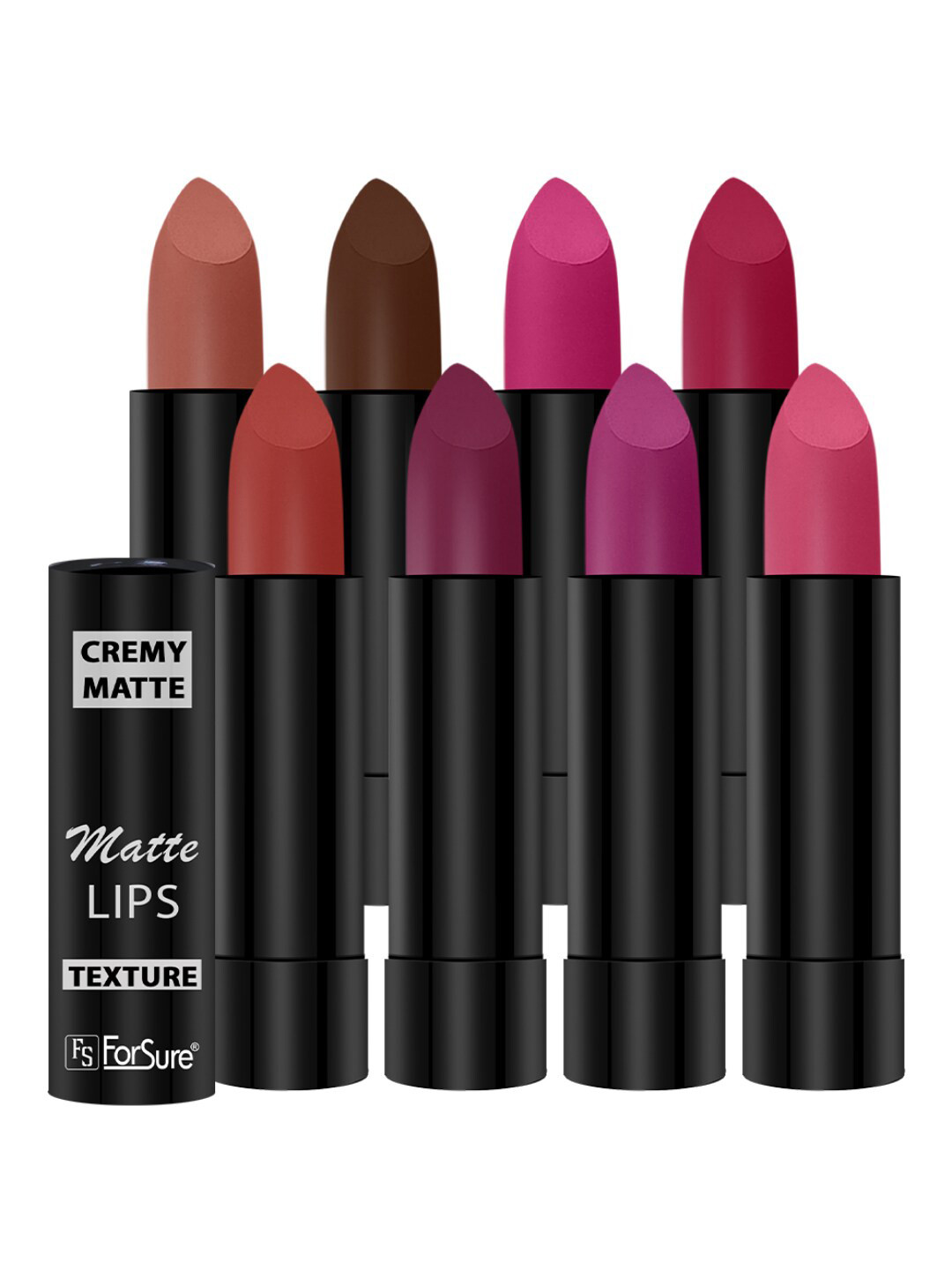 ForSure Set Of 8 Cremy Matte Textured Lipstick - 3.5g Each - 52-55-58-60-62-67-71-84