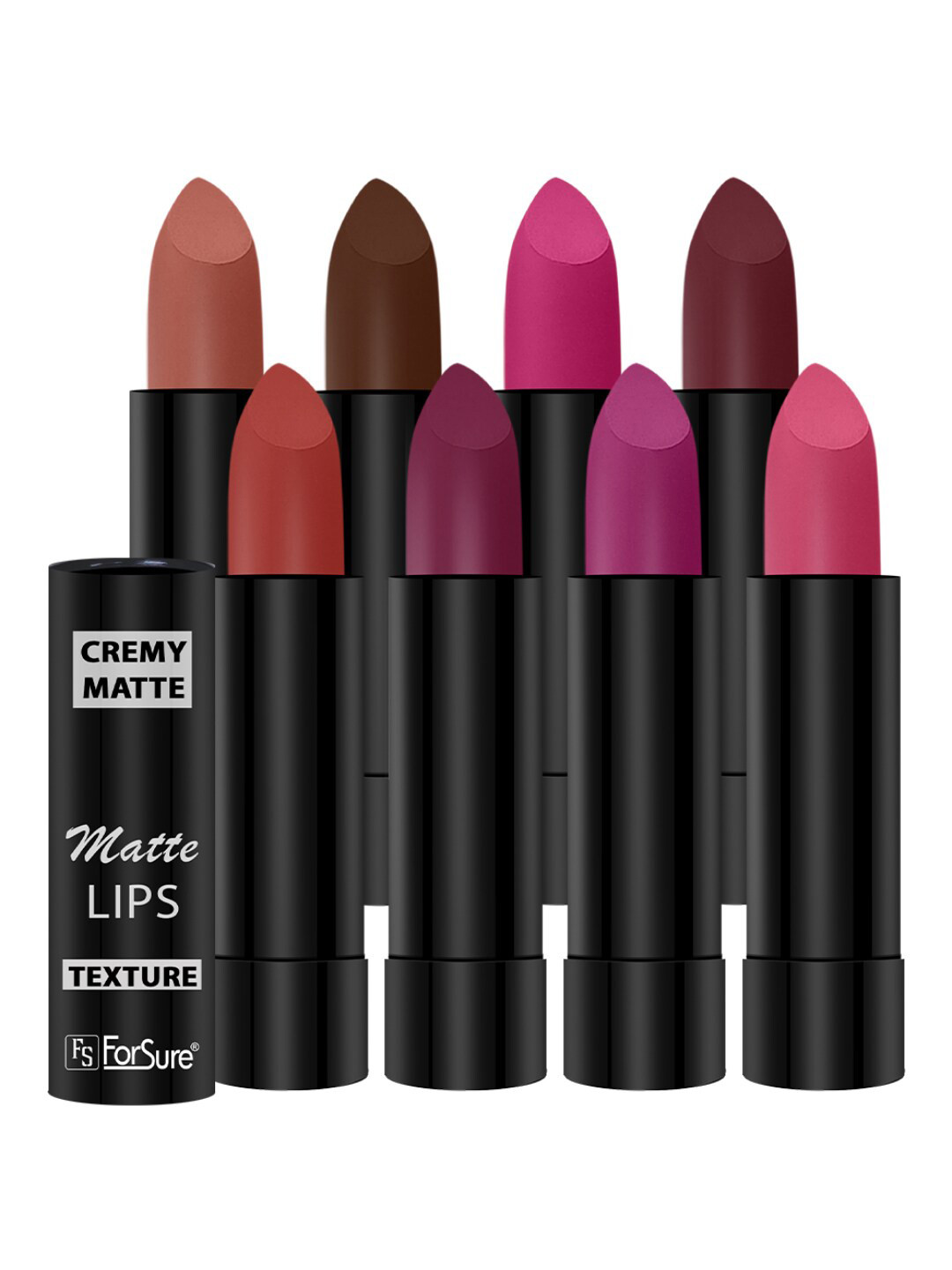 ForSure Set Of 8 Cremy Matte Textured Lipstick - 3.5g Each - 52-55-58-60-62-67-71-95