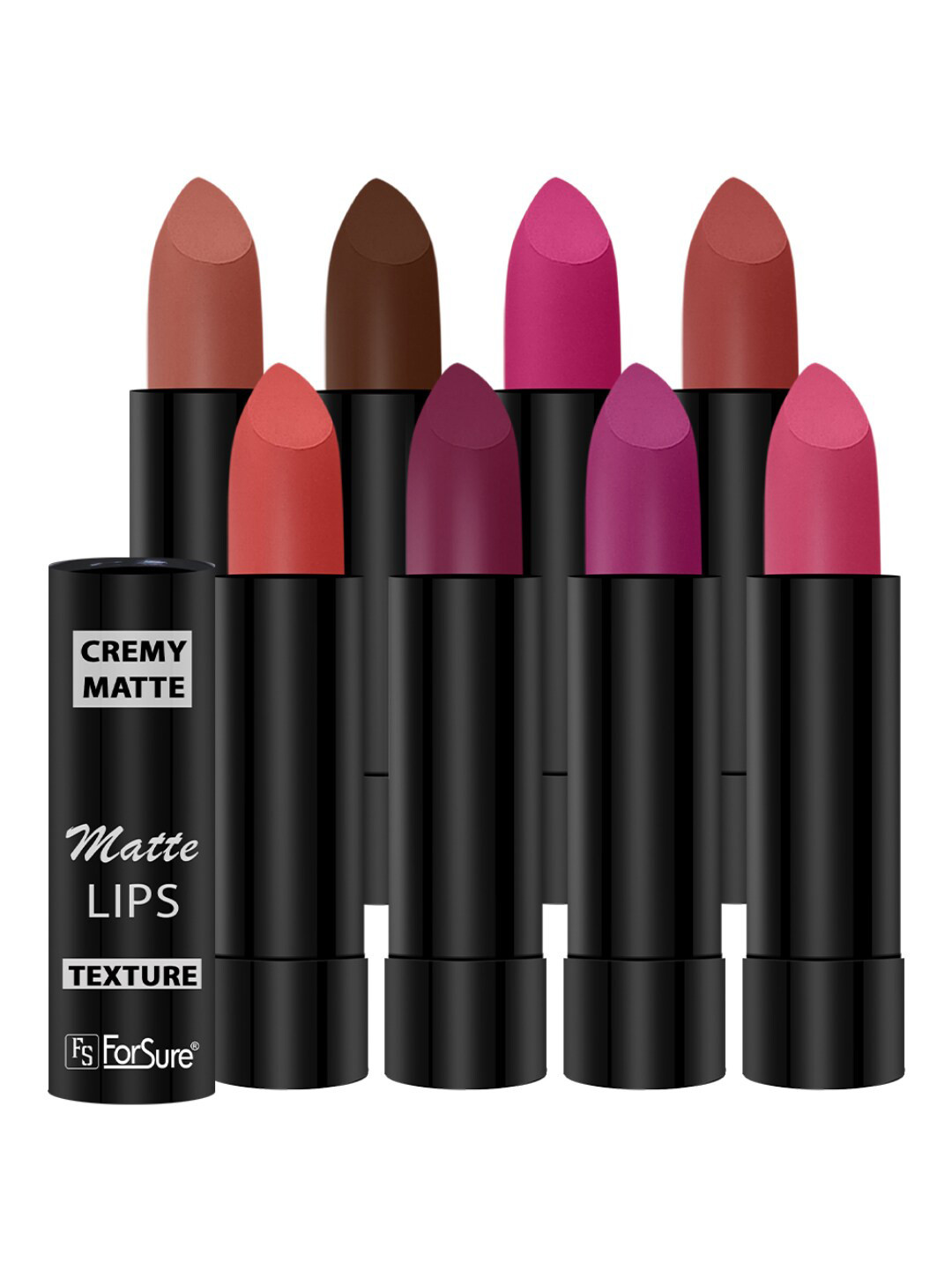 ForSure Set Of 8 Cremy Matte Textured Lipstick - 3.5g Each - 55-58-60-62-67-71-73-93