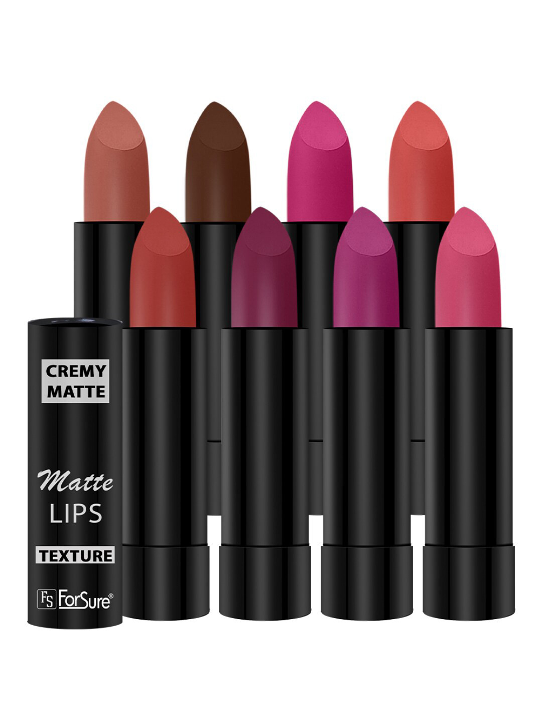 ForSure Set Of 8 Cremy Matte Textured Lipstick - 3.5g Each - 52-55-58-60-62-67-71-93