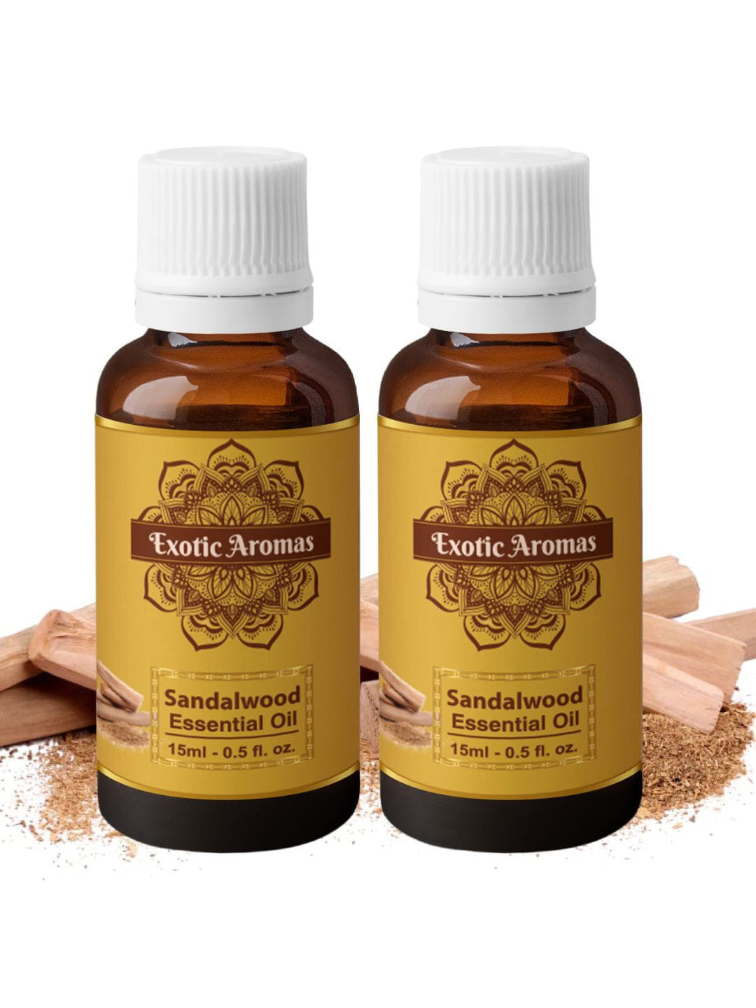 EXOTIC AROMAS Set Of 2 Sandalwood Essential Oil for Aroma Therapy - 15ml Each