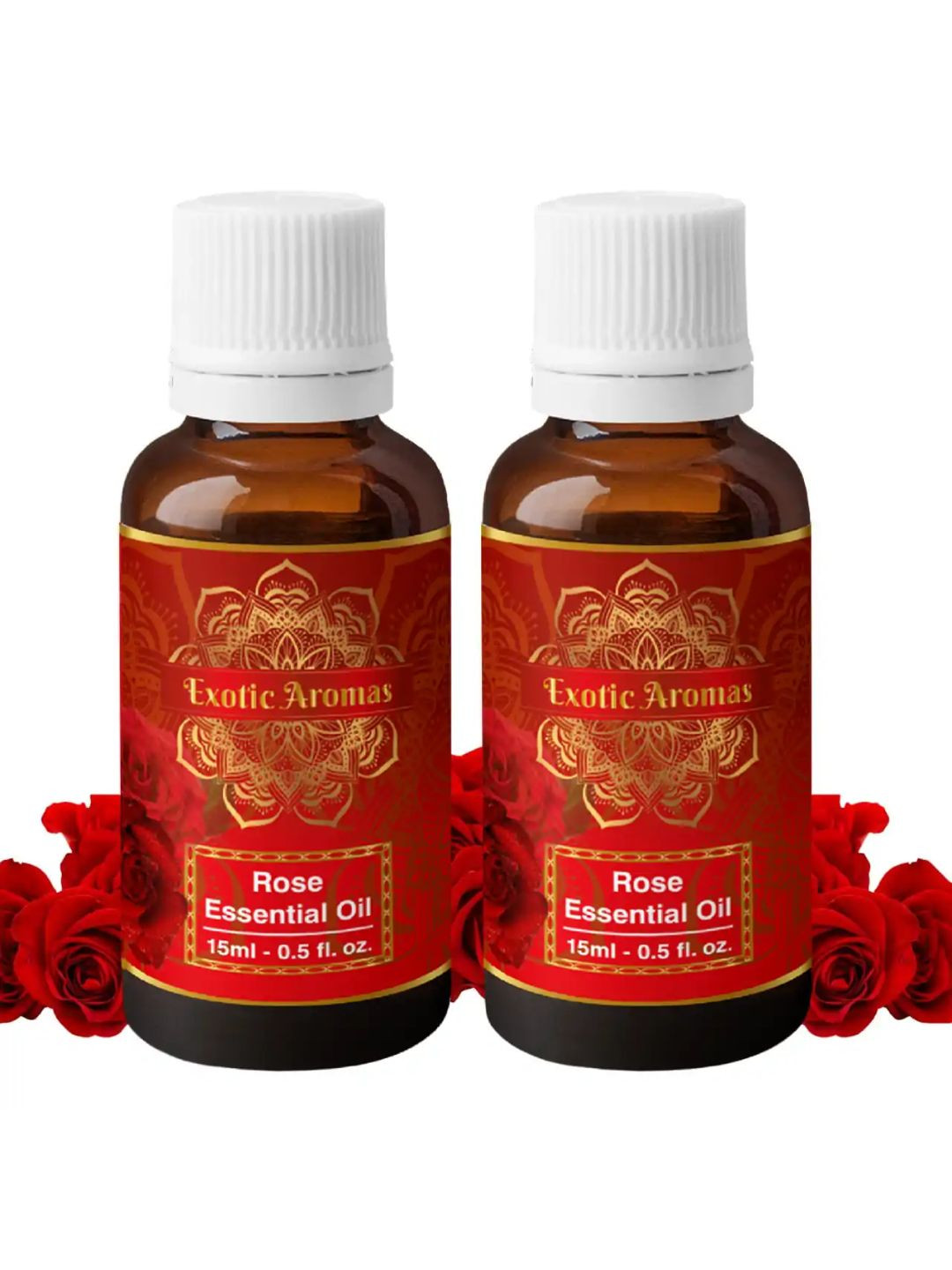 EXOTIC AROMAS Set Of 2 Rose Essential Oil for Skin & Aroma Therapy - 15ml Each