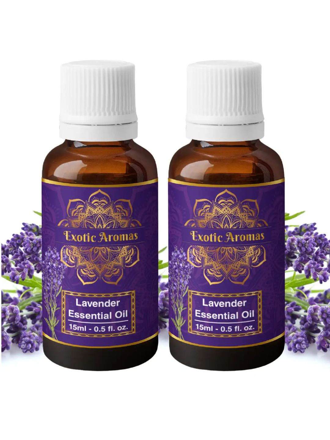 EXOTIC AROMAS Set Of 2 Lavender Essential Oil For Stress Relief Hair & Sleep - 15ml Each