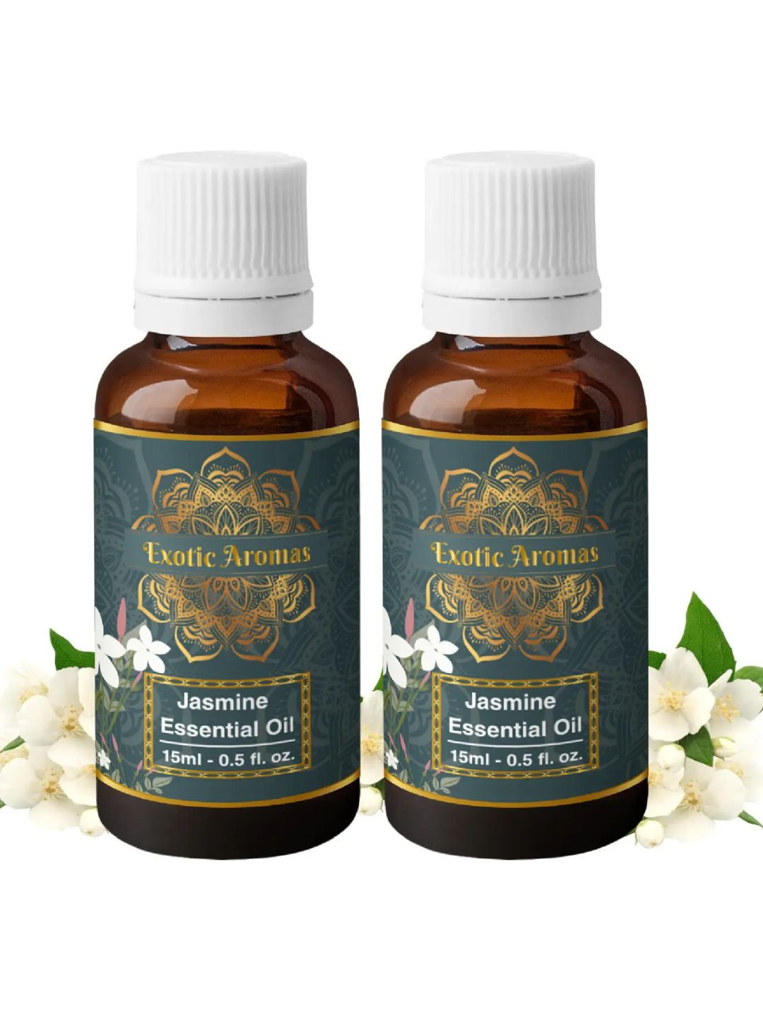 EXOTIC AROMAS Set Of 2 Jasmine Essential Oil For Stress Relief & Sleep - 15ml Each