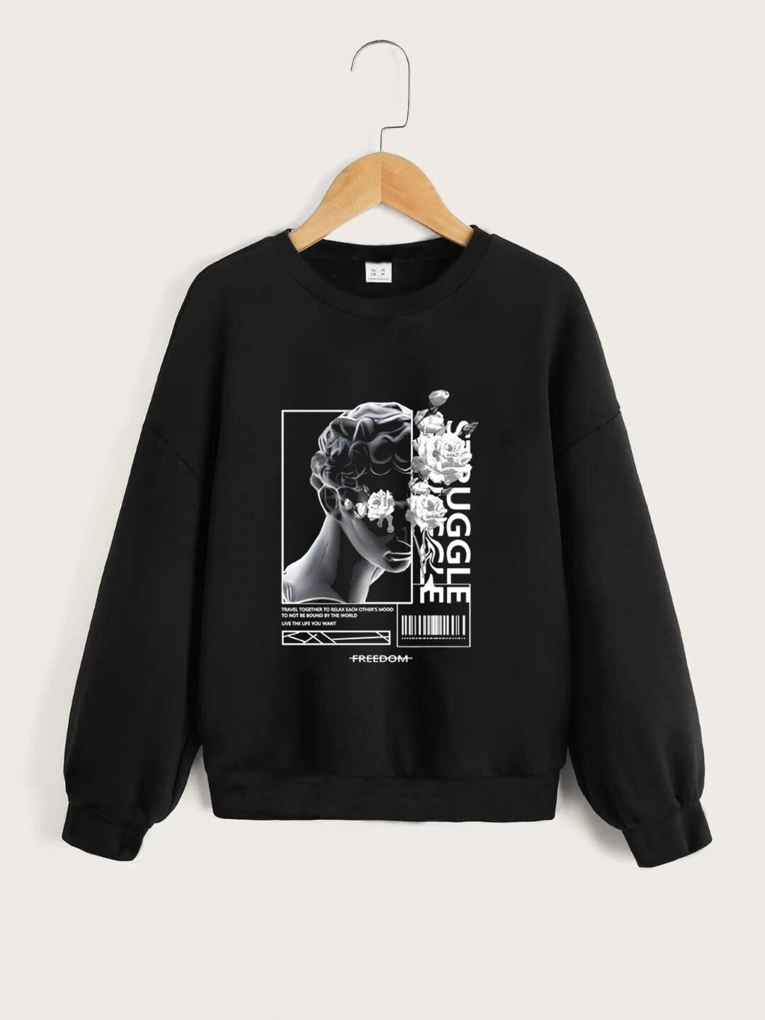 StyleCast Black Boys Graphic Printed Long Sleeves Pullover