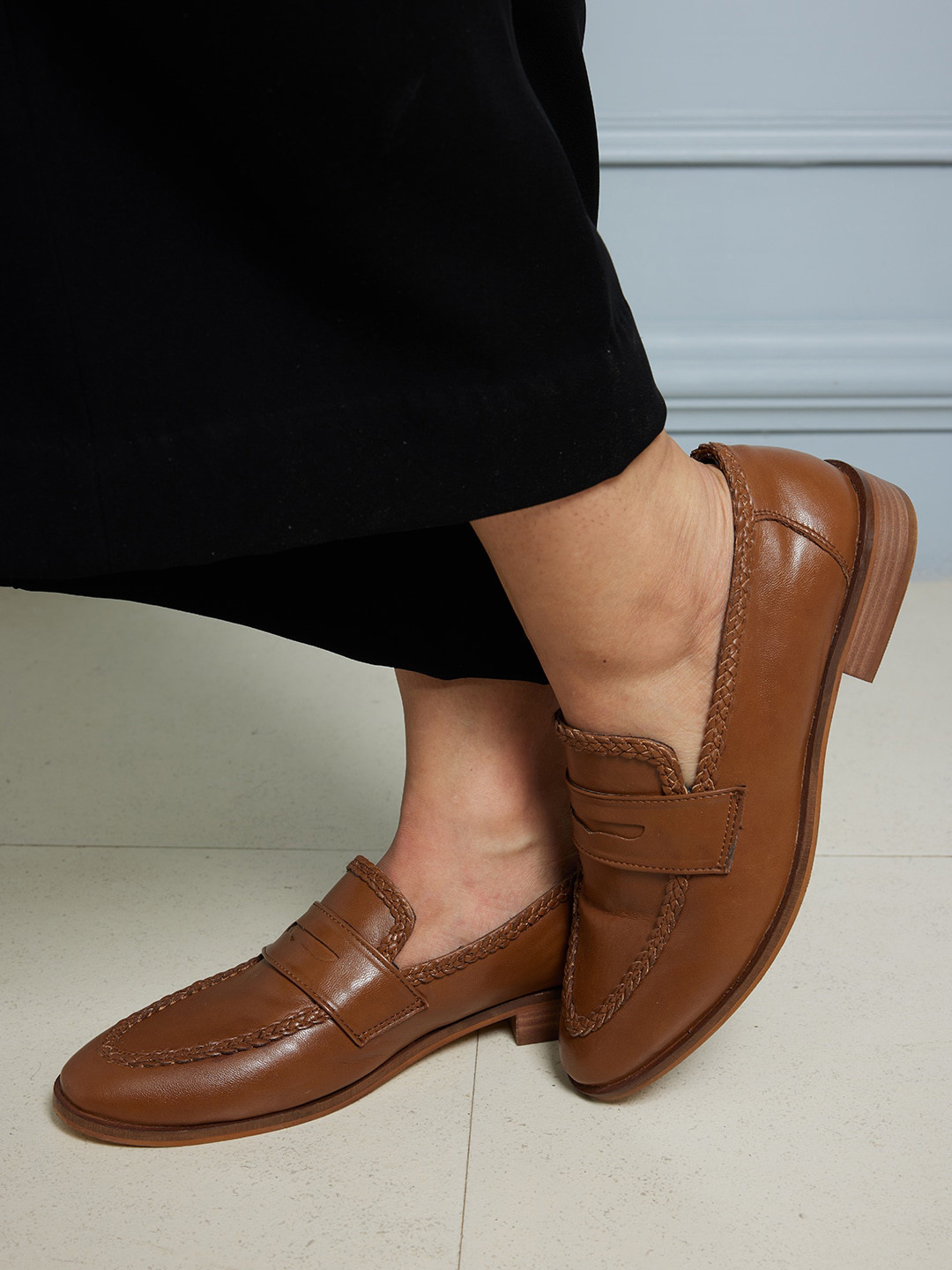 CAI Women Braided Penny Loafers