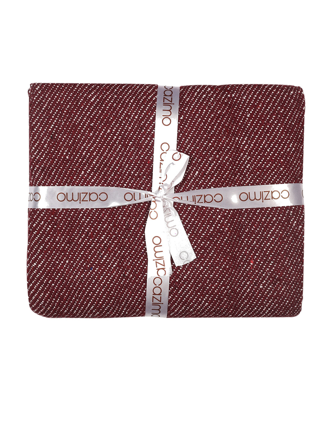 CAZIMO Maroon Self Design Cotton Throw