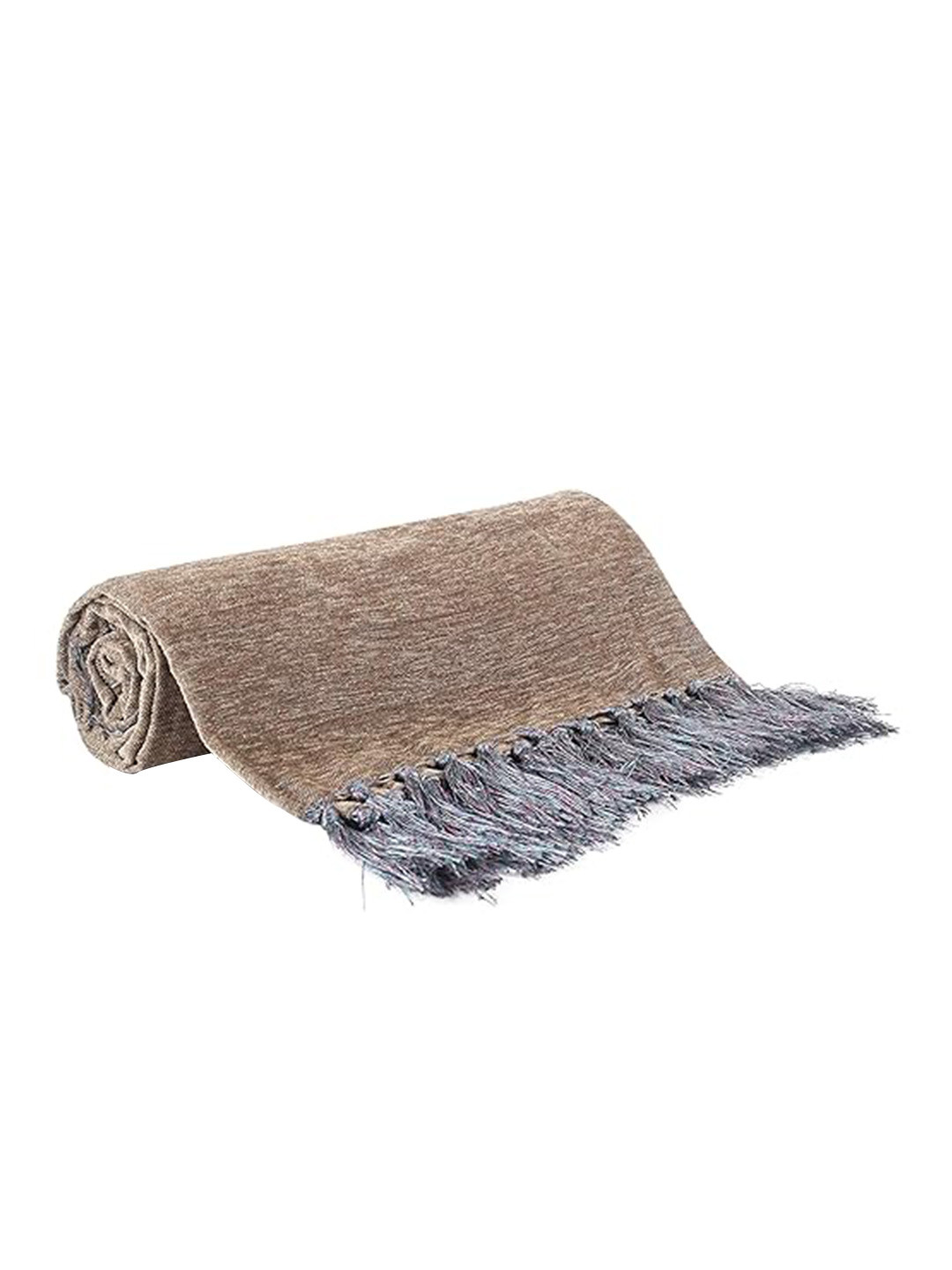 CAZIMO Brown & Grey Self Designed Blanket Throw