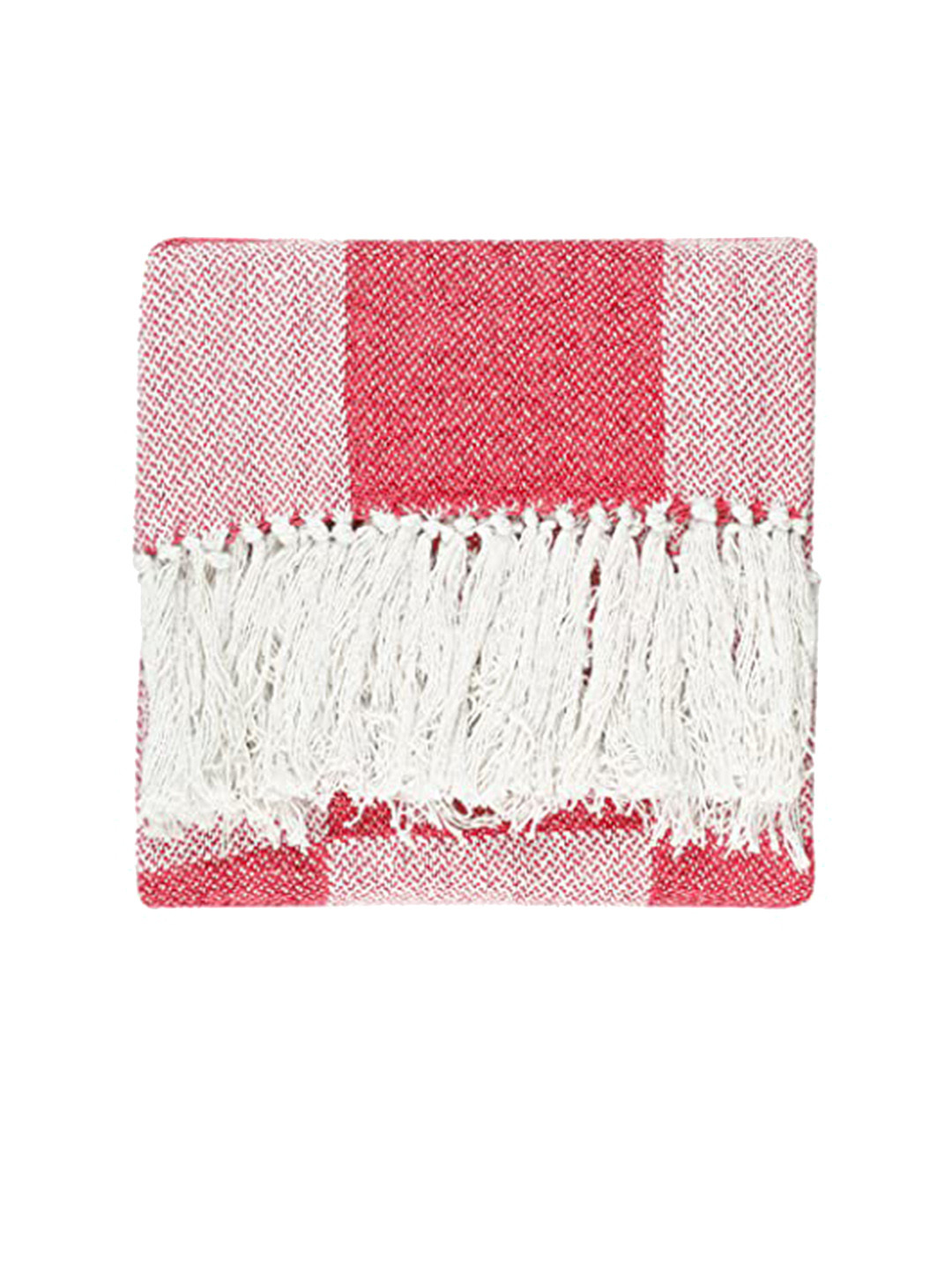CAZIMO Pink & White Self Design Chenille Cotton Throw