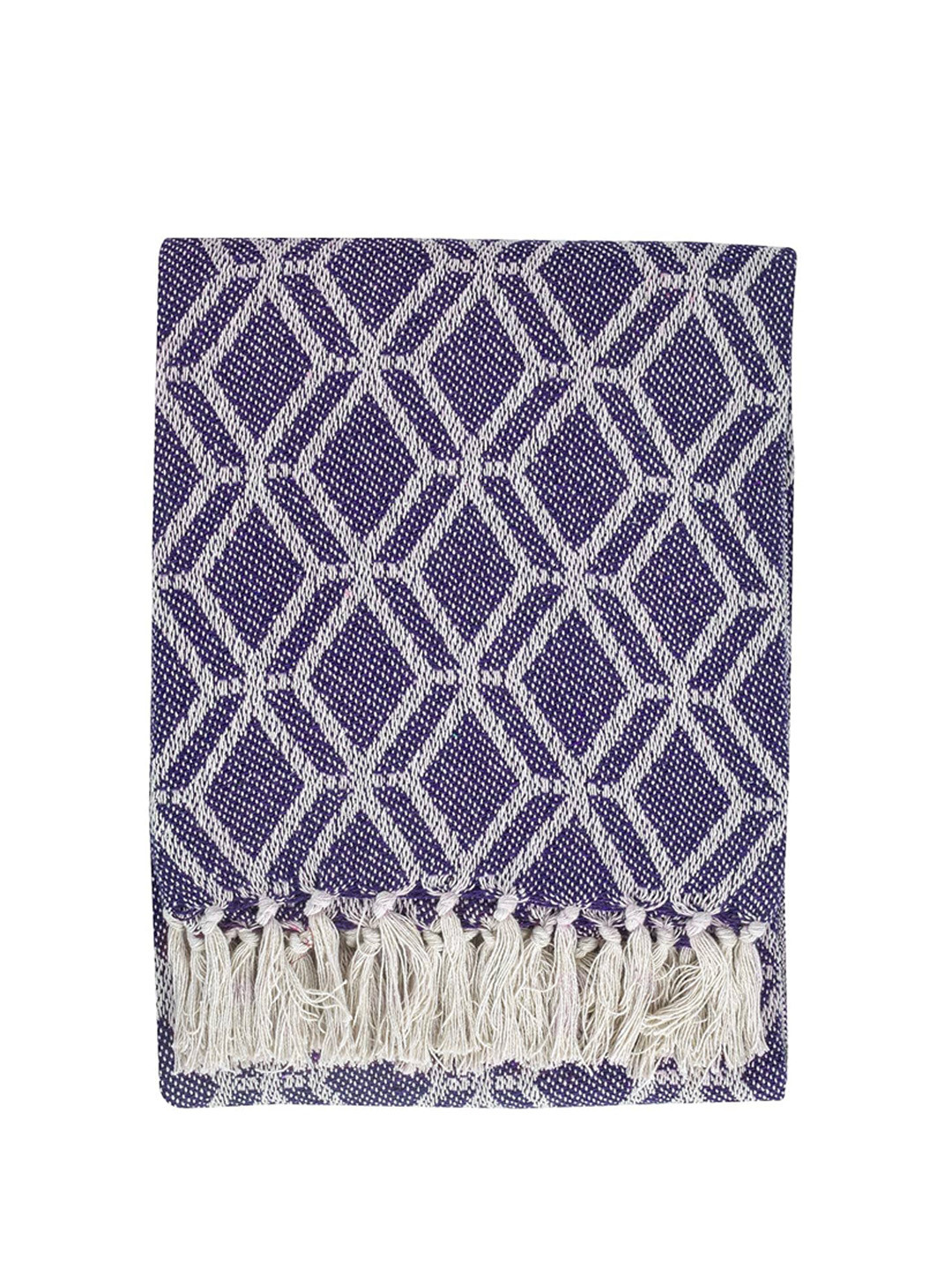 CAZIMO Purple & White Self-Design Pure Cotton Blanket Throw