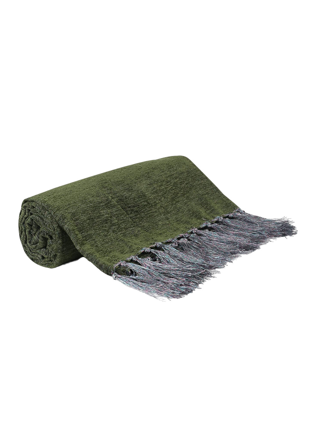 CAZIMO Green & Grey Chenille Sofa Throw