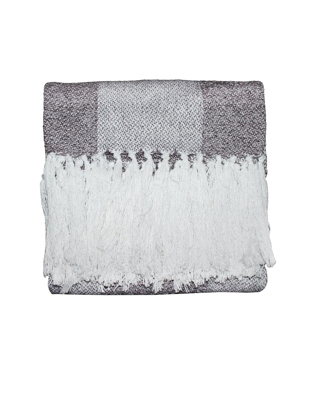 CAZIMO Grey Soft Chenille Checked Throw