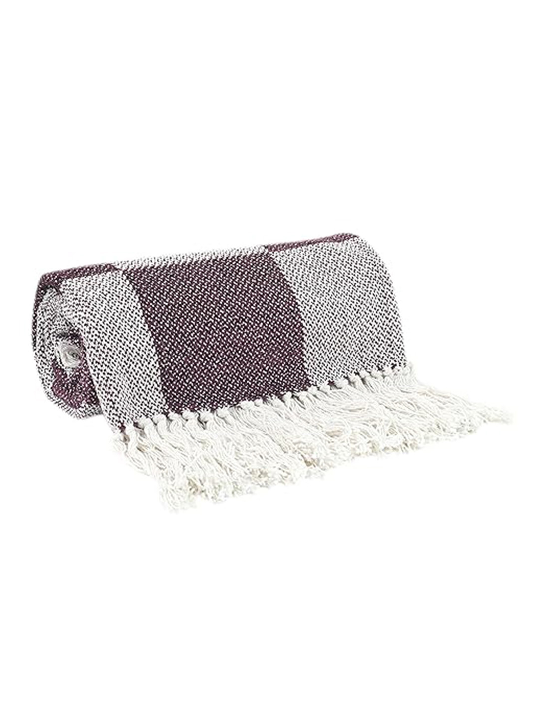 CAZIMO Brown Checked Cotton 200 TC Sofa Bed Throw Blanket