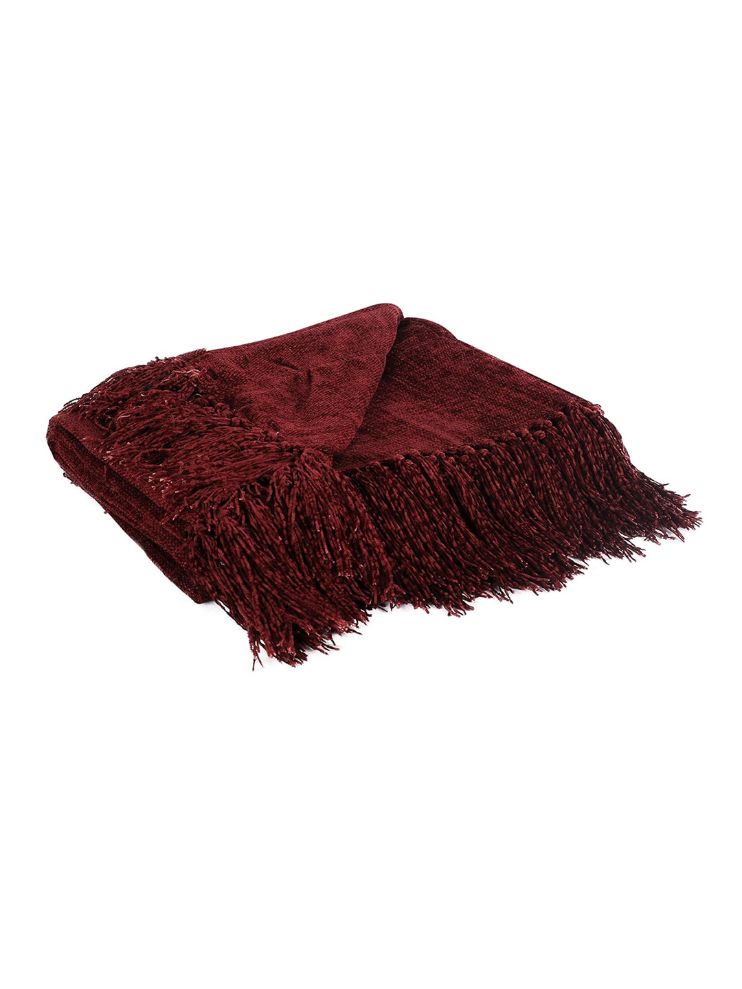 CAZIMO Maroon Soft Chenille Sofa Throw