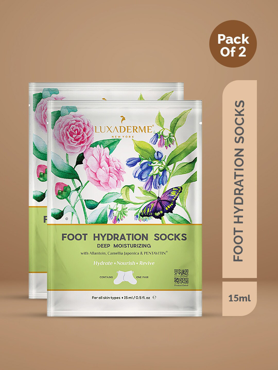 LuxaDerme Set Of 2 Foot Hydration Socks - 15ml Each