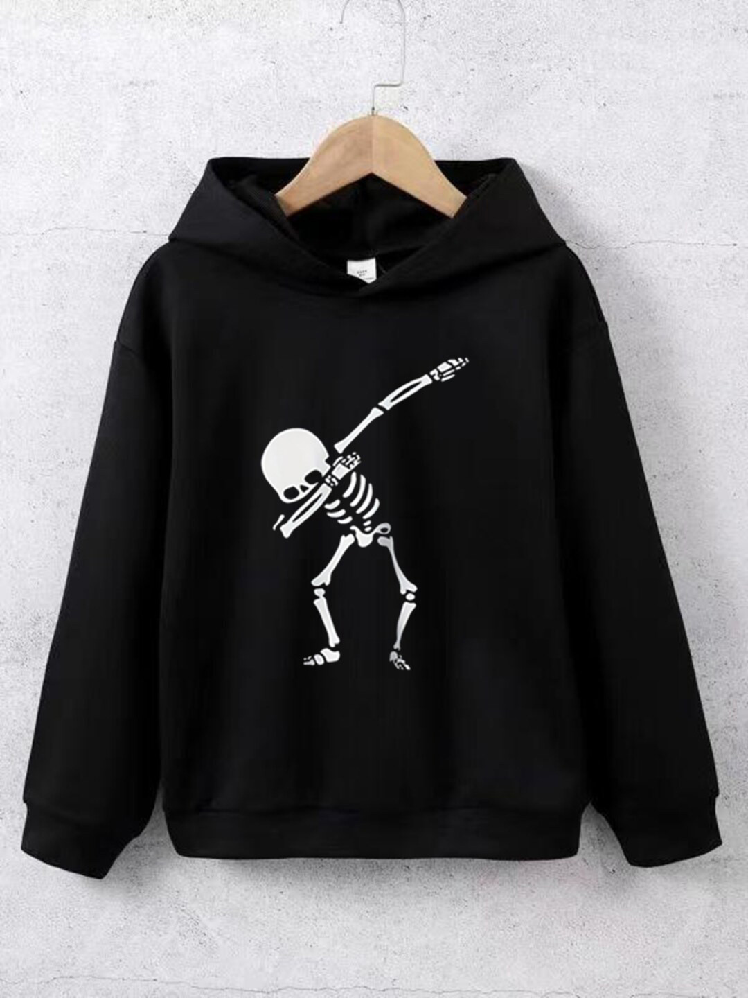 StyleCast Boys Black Graphic Printed Hooded Pullover Sweatshirt