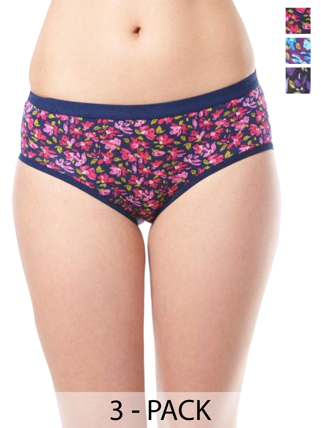 arLa APPAREL Pack Of 3 Printed Pure Cotton Hipster Briefs