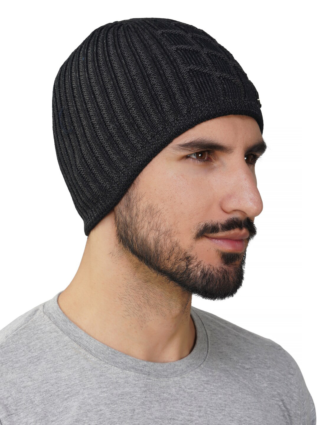 iSWEVEN Unisex Black Woollen Beanie