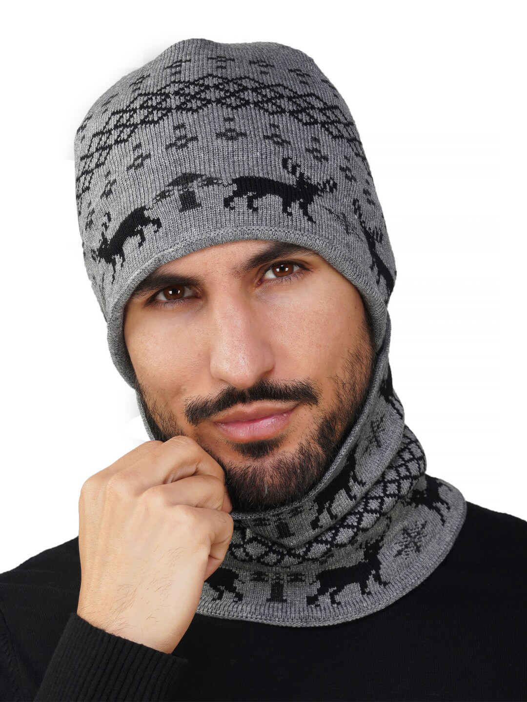 iSWEVEN Unisex Printed Woollen Balaclava