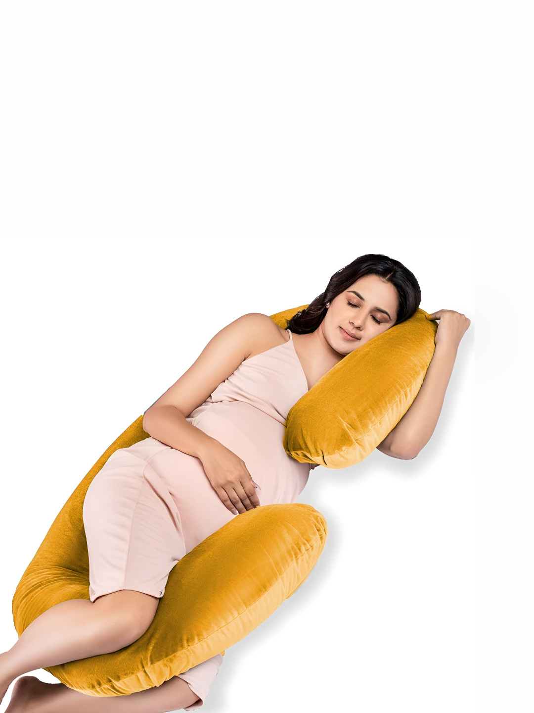 DADDY COOL Velvet C Gold Solid Faux Velvet Breathable Firm Fibre Maternity Pillow-25.4 x 76.2 x 139 cm