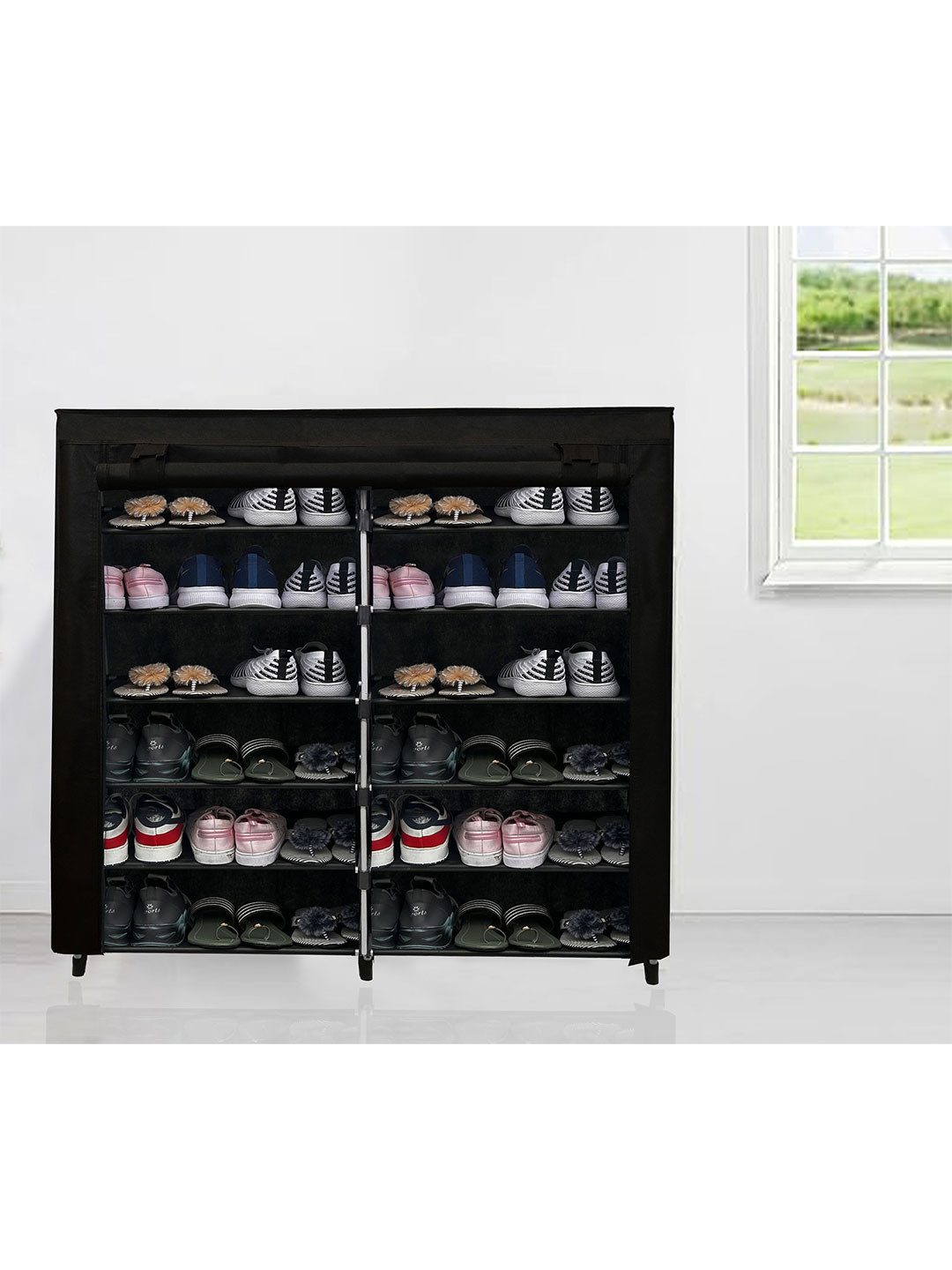 Urban Choice Black 12 Shelves Non Woven Storage Rack