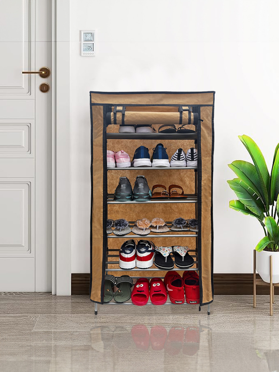 Urban Choice Beige 6-Tiers Metal Durable & Coated Rectangular Shoe Racks