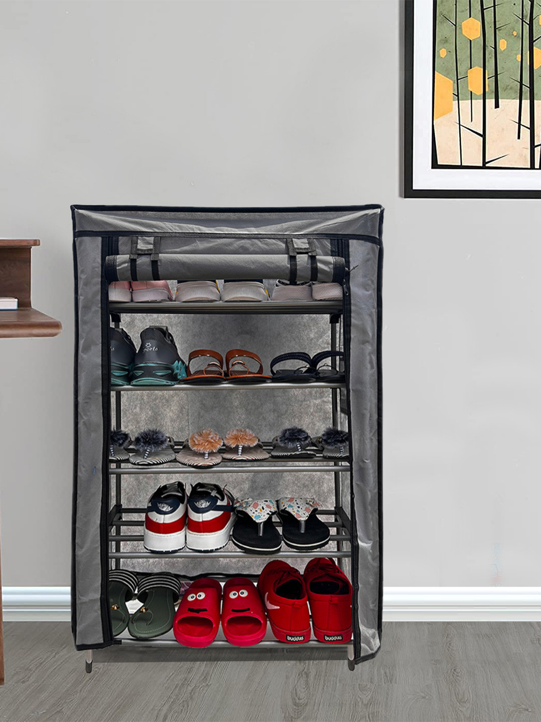 Urban Choice Grey 5 Tier Metal Rectangular Multi Purpose Rack