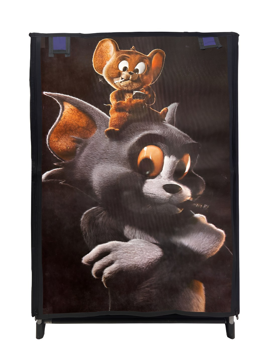 Urban Choice Blue & Brown Printed 4 layer Metal Shoes Rack