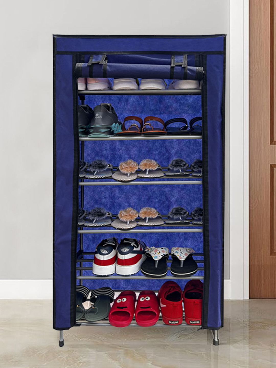 Urban Choice Blue 6 Tier Metal Shelf Racks