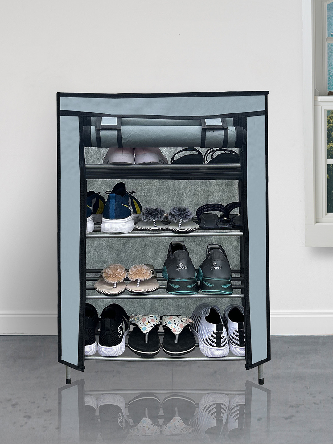 Urban Choice Grey 4 Tier Metal Shelf Racks