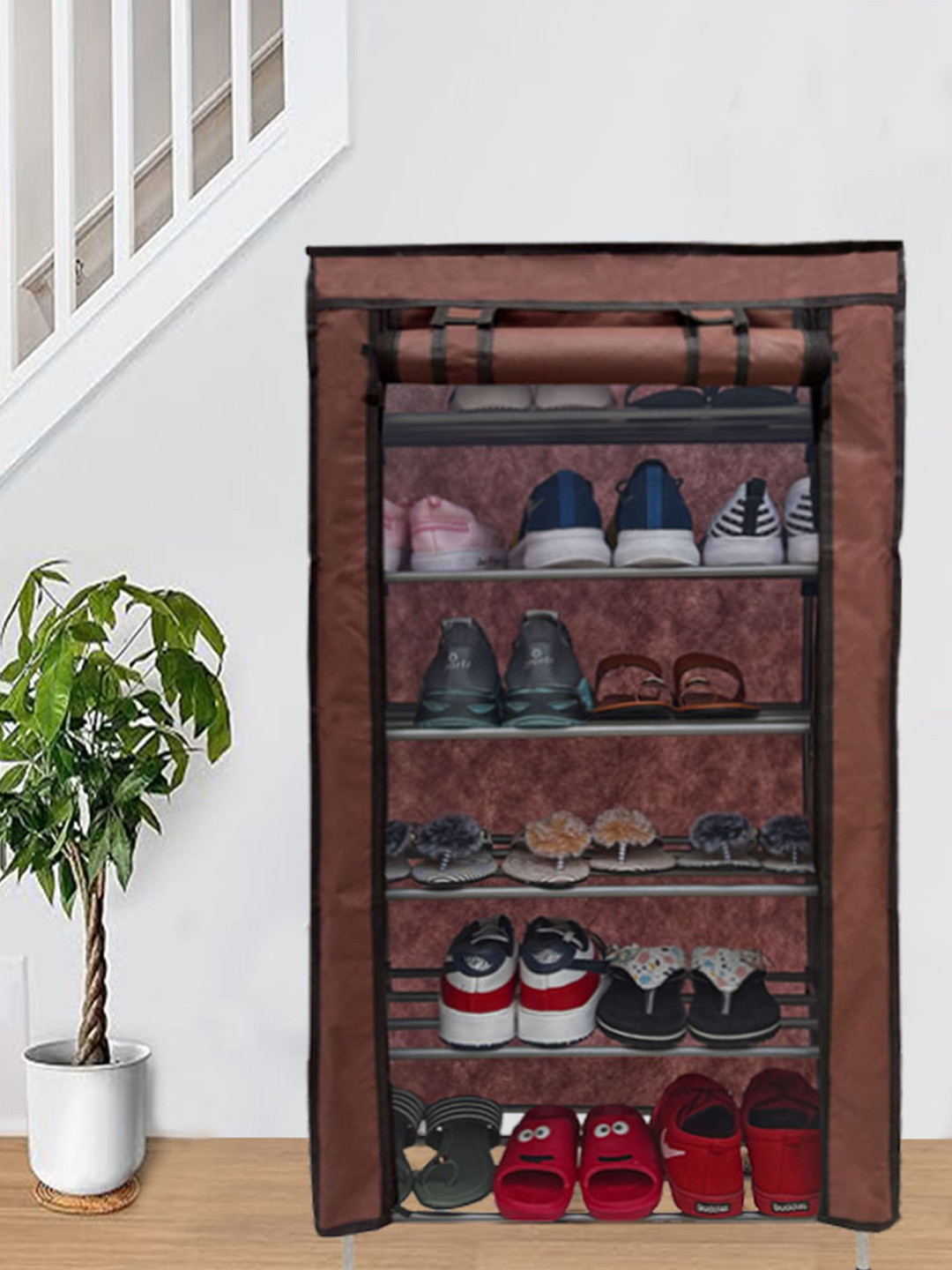 Urban Choice Brown 6 Tier Metal Durability Shelf Racks