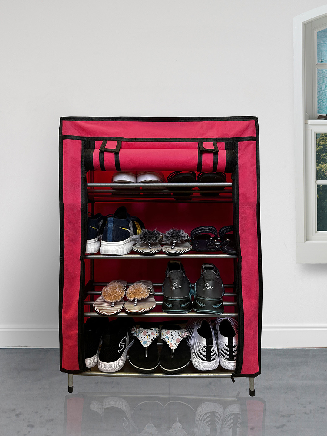 Urban Choice Pink 4-Tier Metal Rectangle Shoe Rack