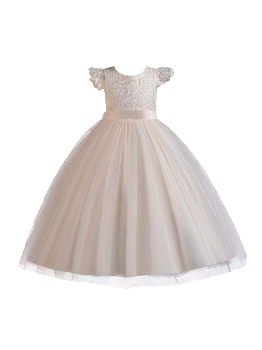 StyleCast Champagne Girls Floral Laced Maxi Dress