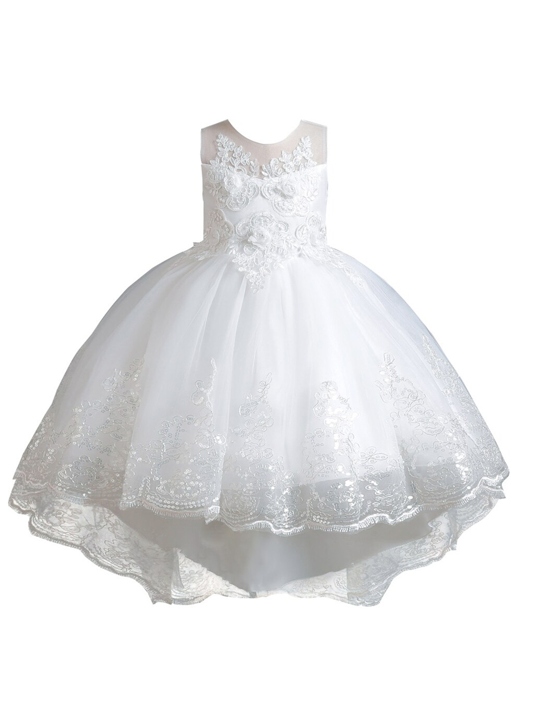 StyleCast Girls White Floral Embellished Fit and Flare Balloon Dress