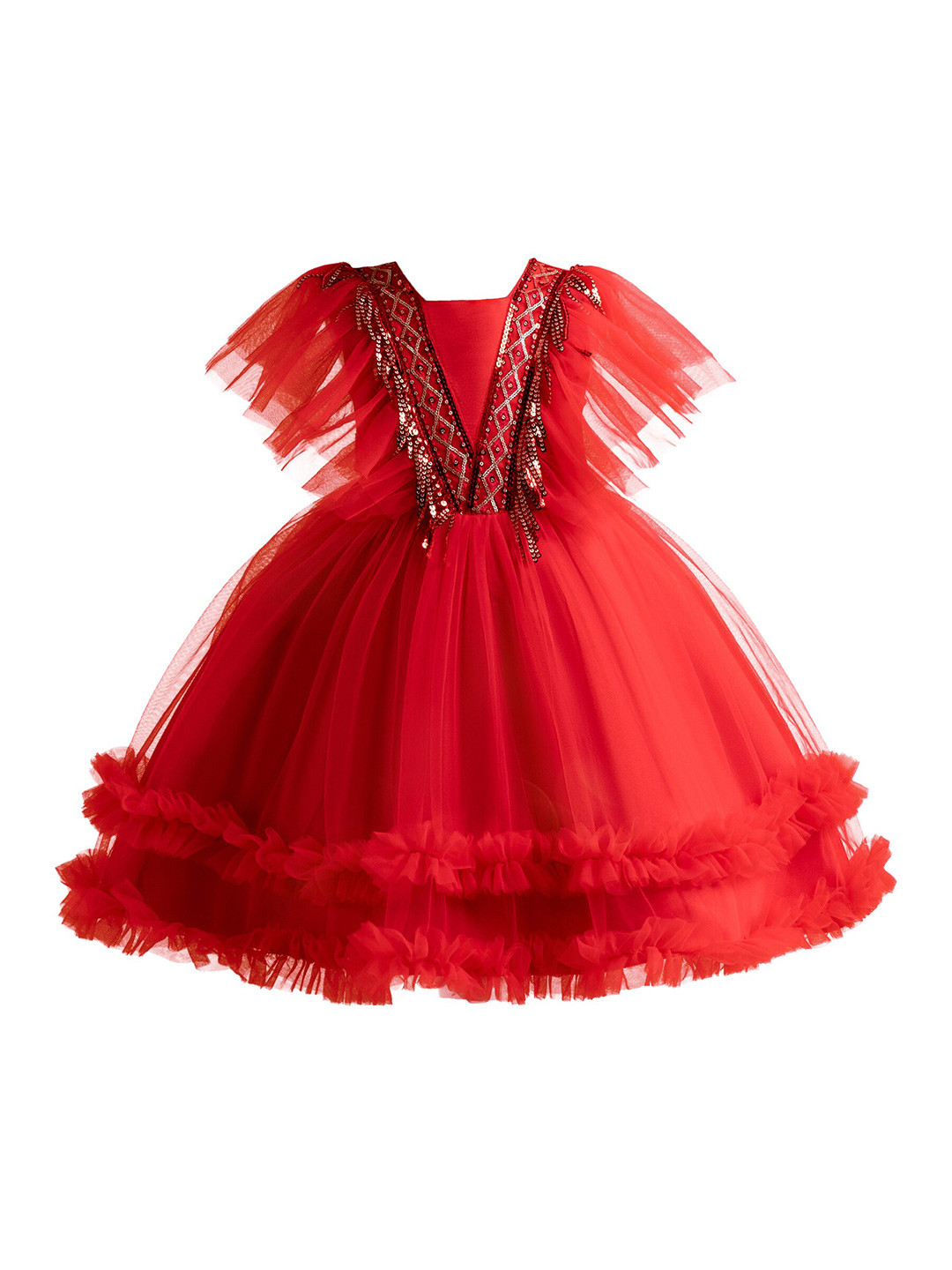 StyleCast Red Ruffled Balloon Mini Dress