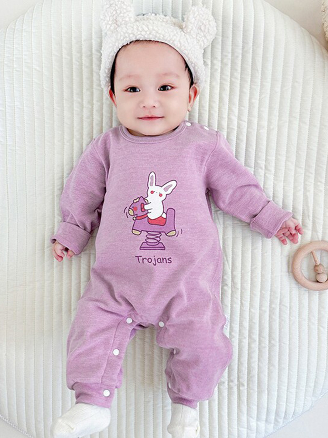 StyleCast Infant Girls Purple Printed Rompers