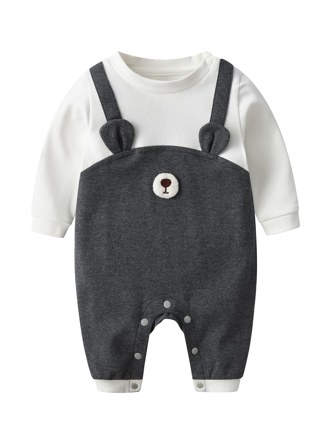 StyleCast Infants Grey Long Sleeved Cotton Rompers