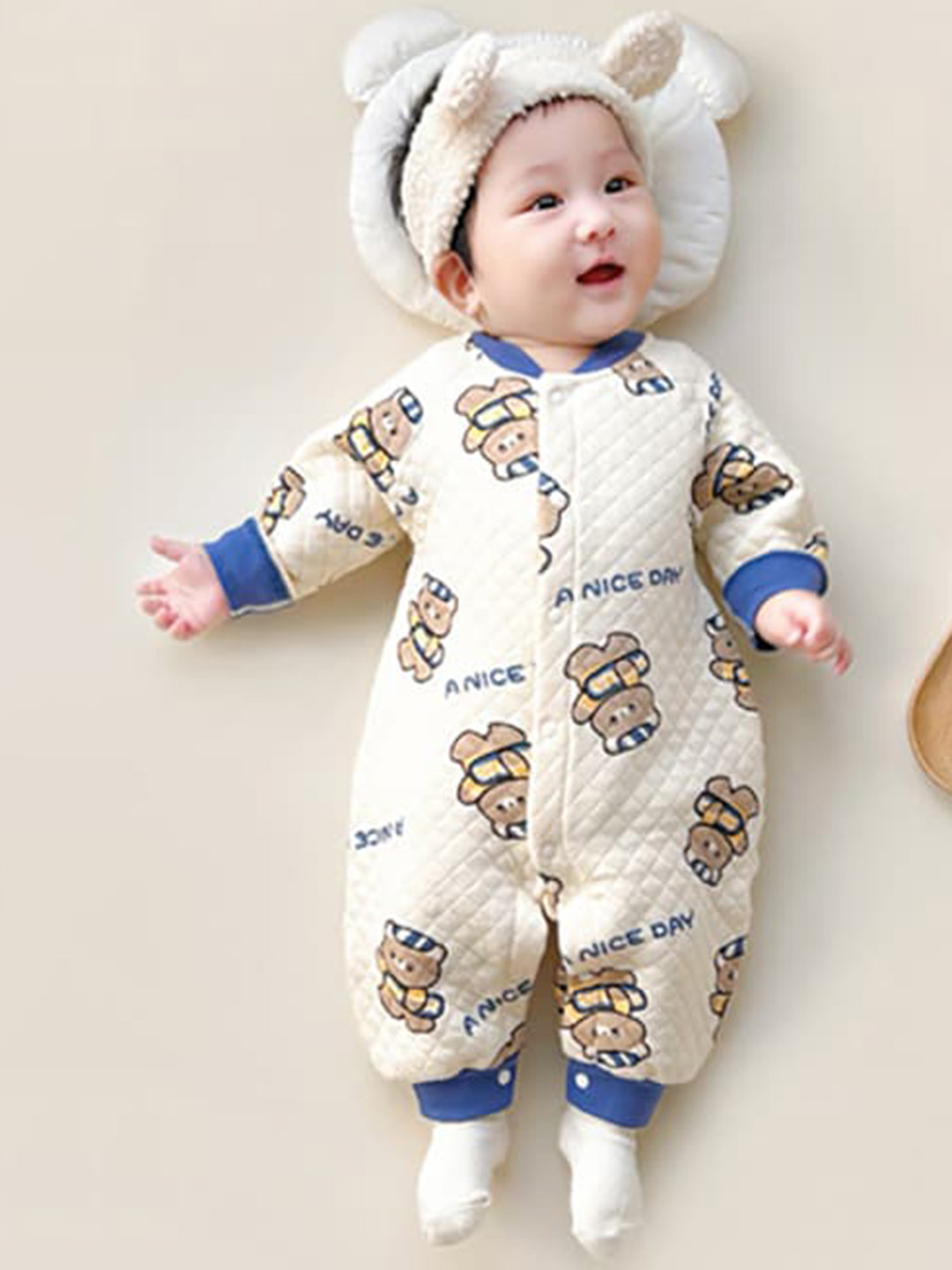 StyleCast Infants Boys Blue Conversational Printed Rompers