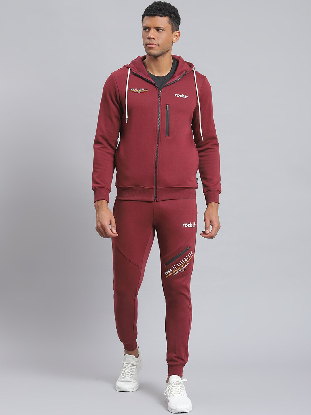 rock.it Hooded Neck Long Sleeve Mid-Rise Sweatshirt With Track Pant