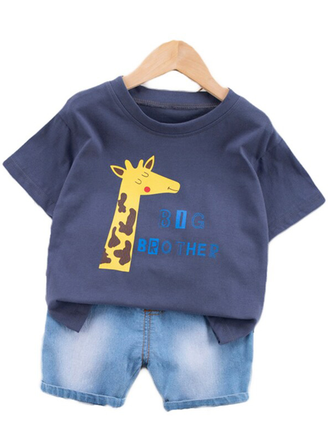 StyleCast Kids Blue Graphic Printed Pure Cotton T-shirt with Shorts