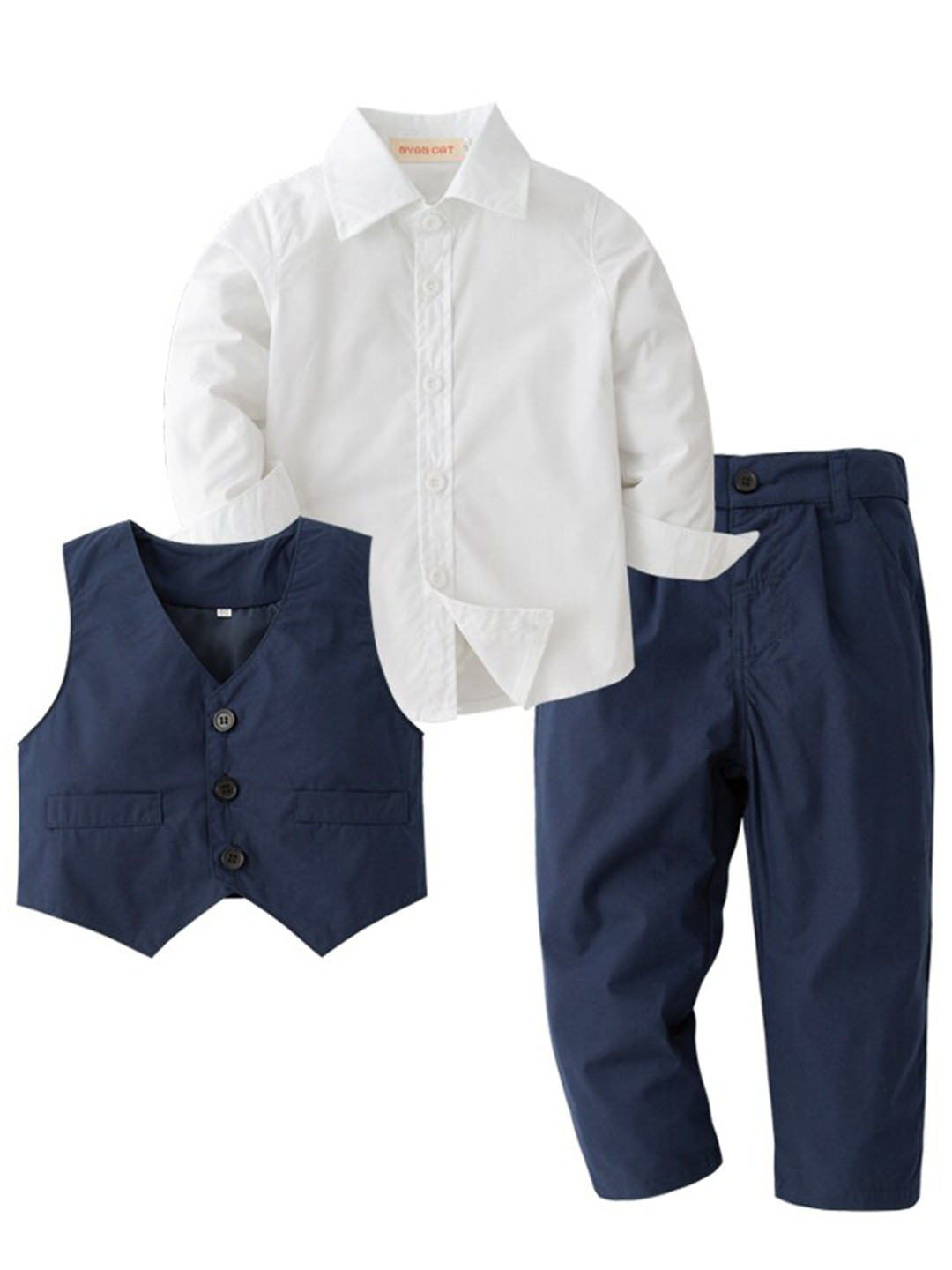 StyleCast Boys Navy Blue & White 3 Piece Suit