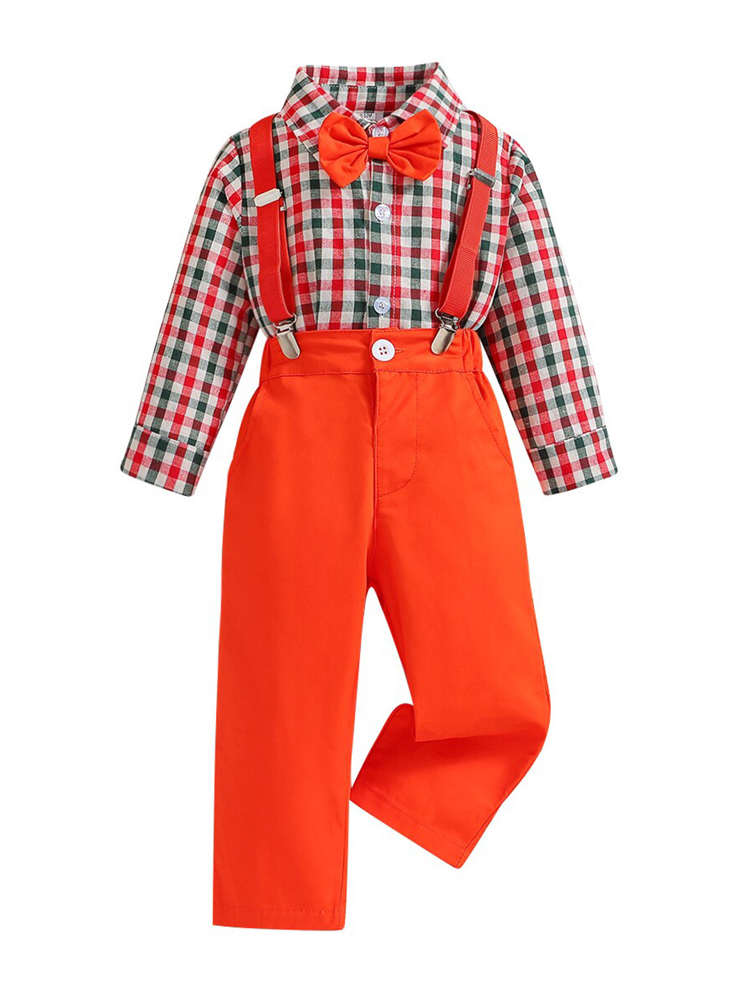 StyleCast Boys Orange Checked Shirt with Trousers
